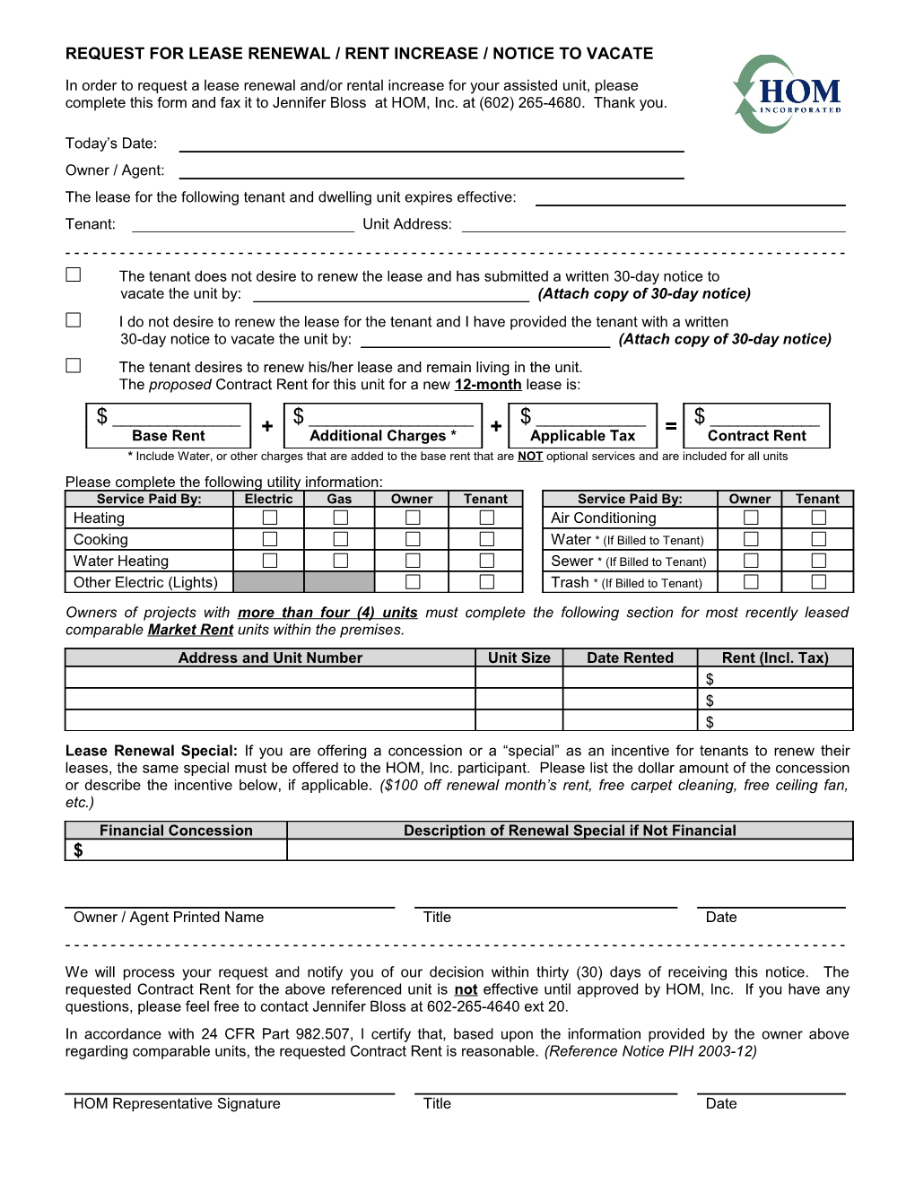 Notice of Lease Renewal