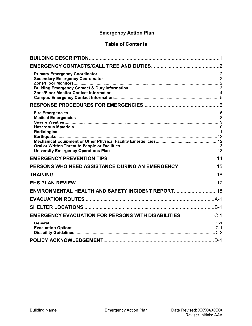 Emergency Action Plan (EAP) Template