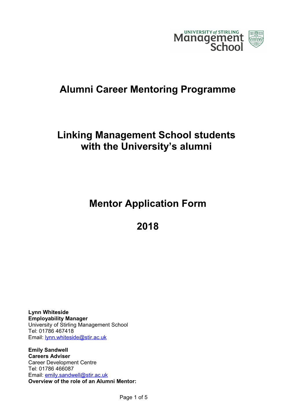 Alumni Career Mentoring Programme