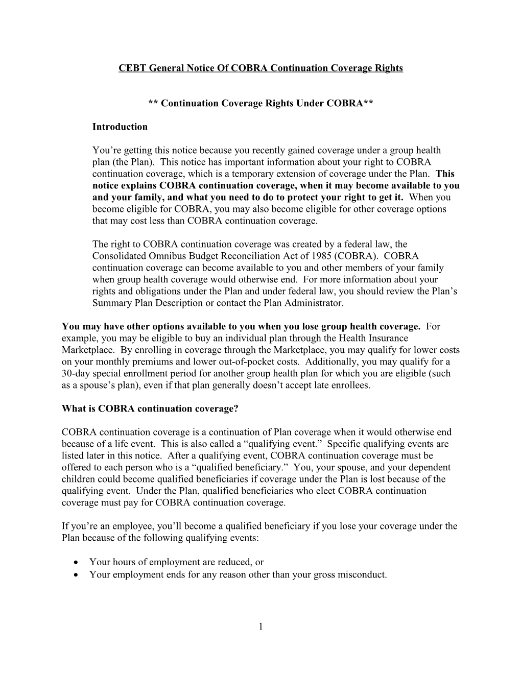 CEBT General Notice of COBRA Continuation Coverage Rights