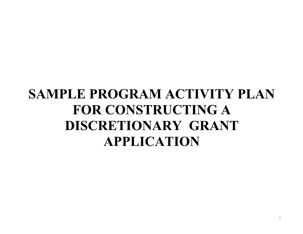 Sample Program Activity Plan for Constructing a Discretionary Grant Application Program