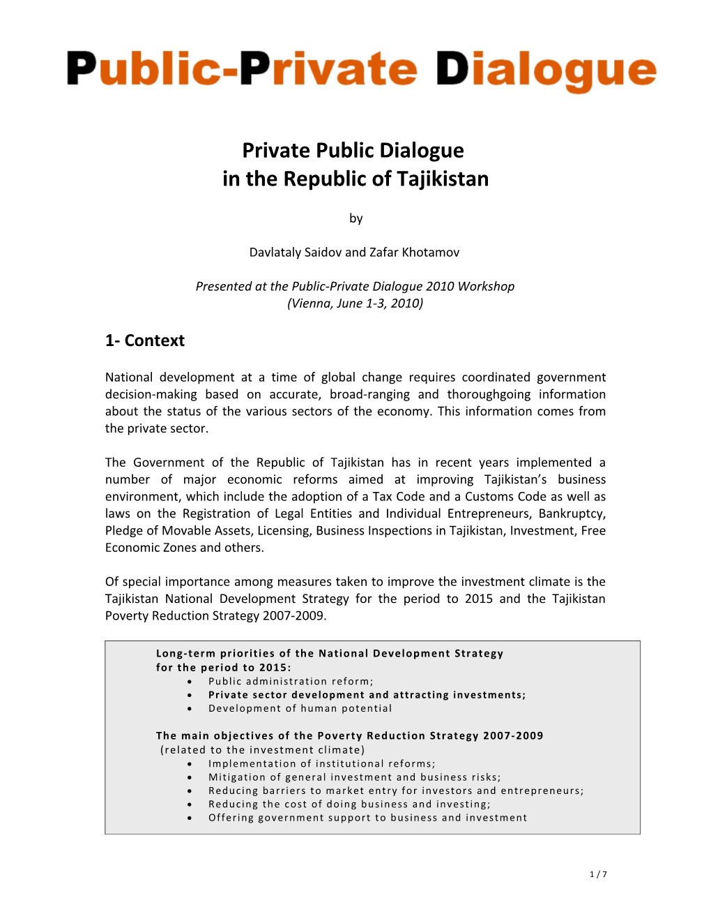 Private Public Dialogue