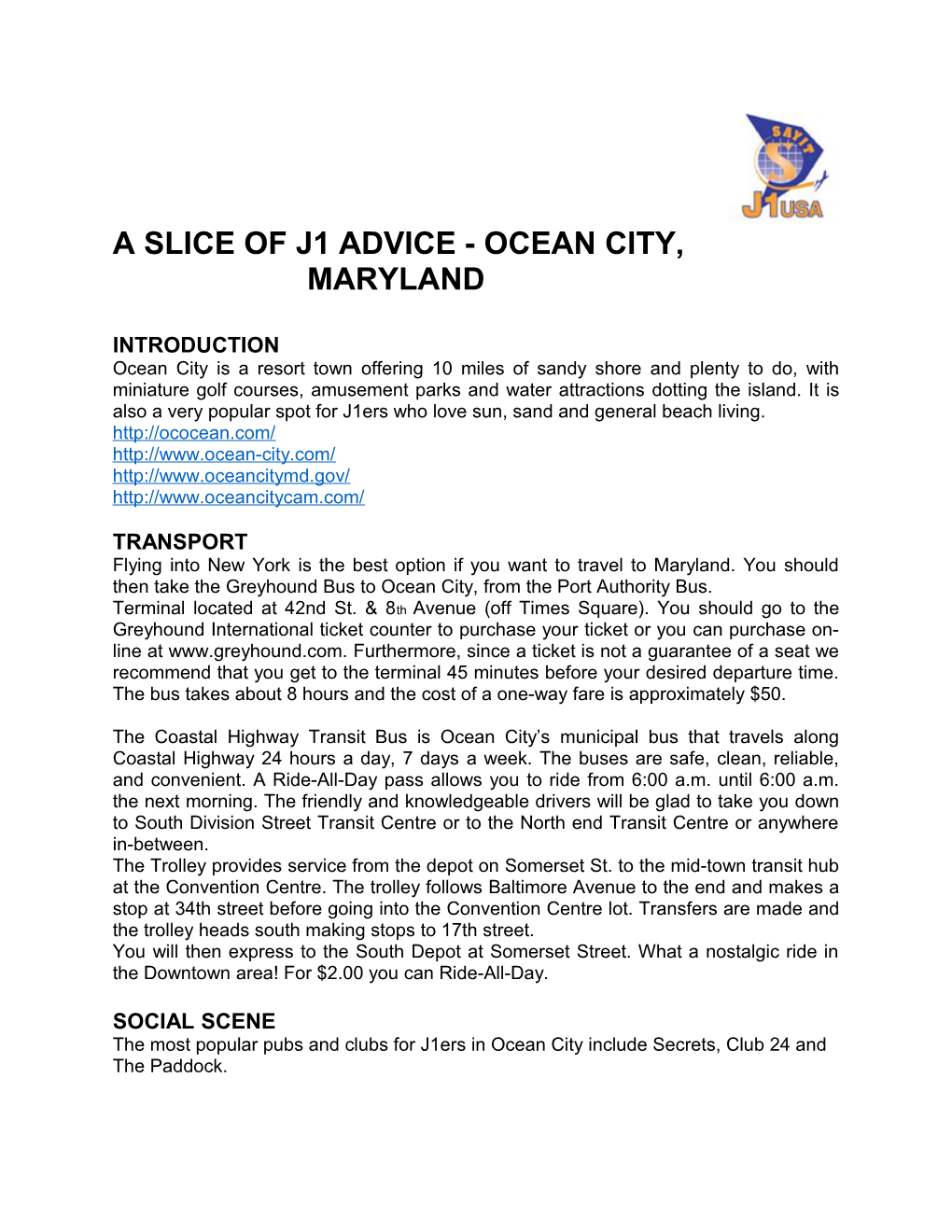 A Slice of J1 Advice - Ocean City