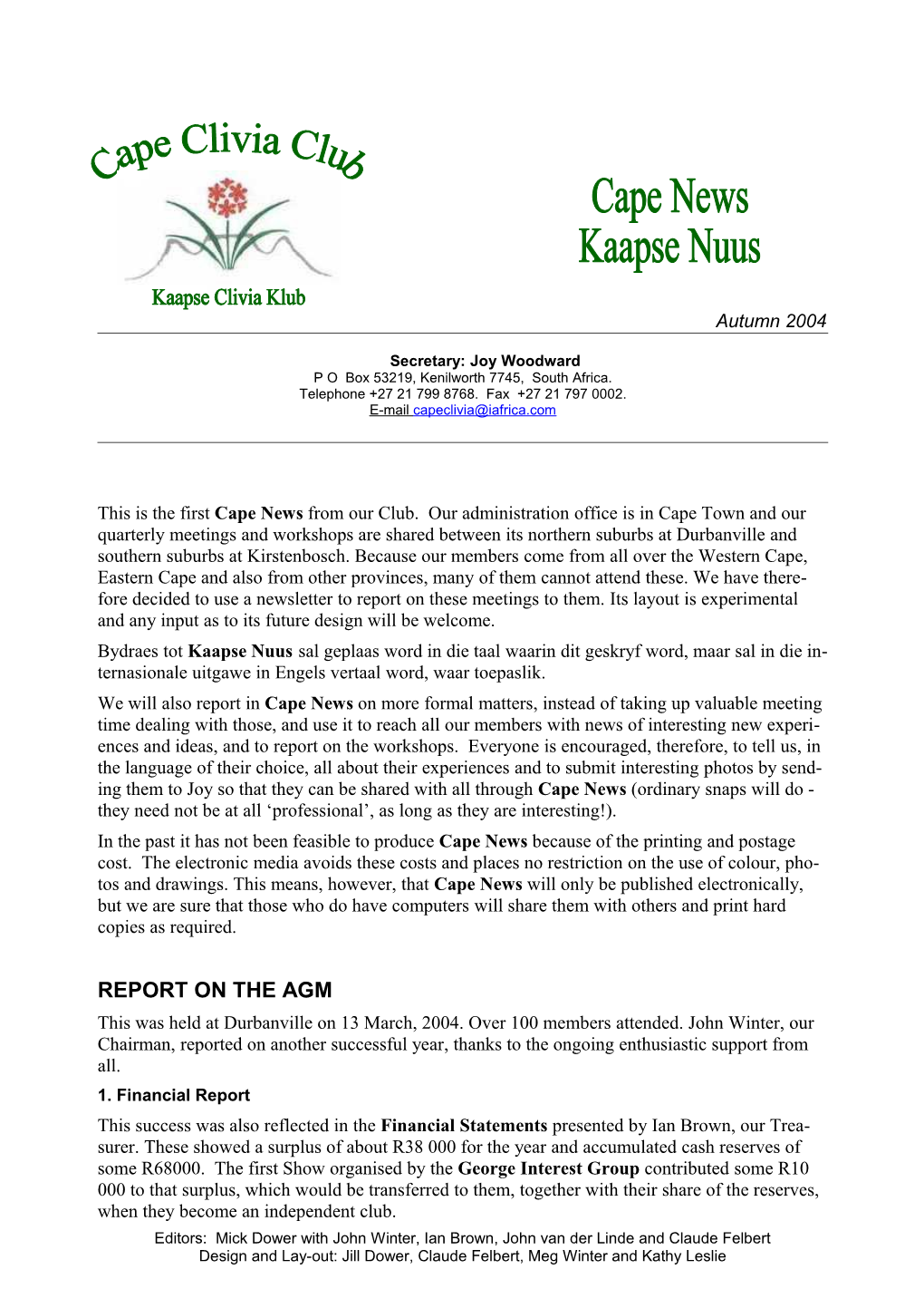 Cape Clivia Club Newsletter
