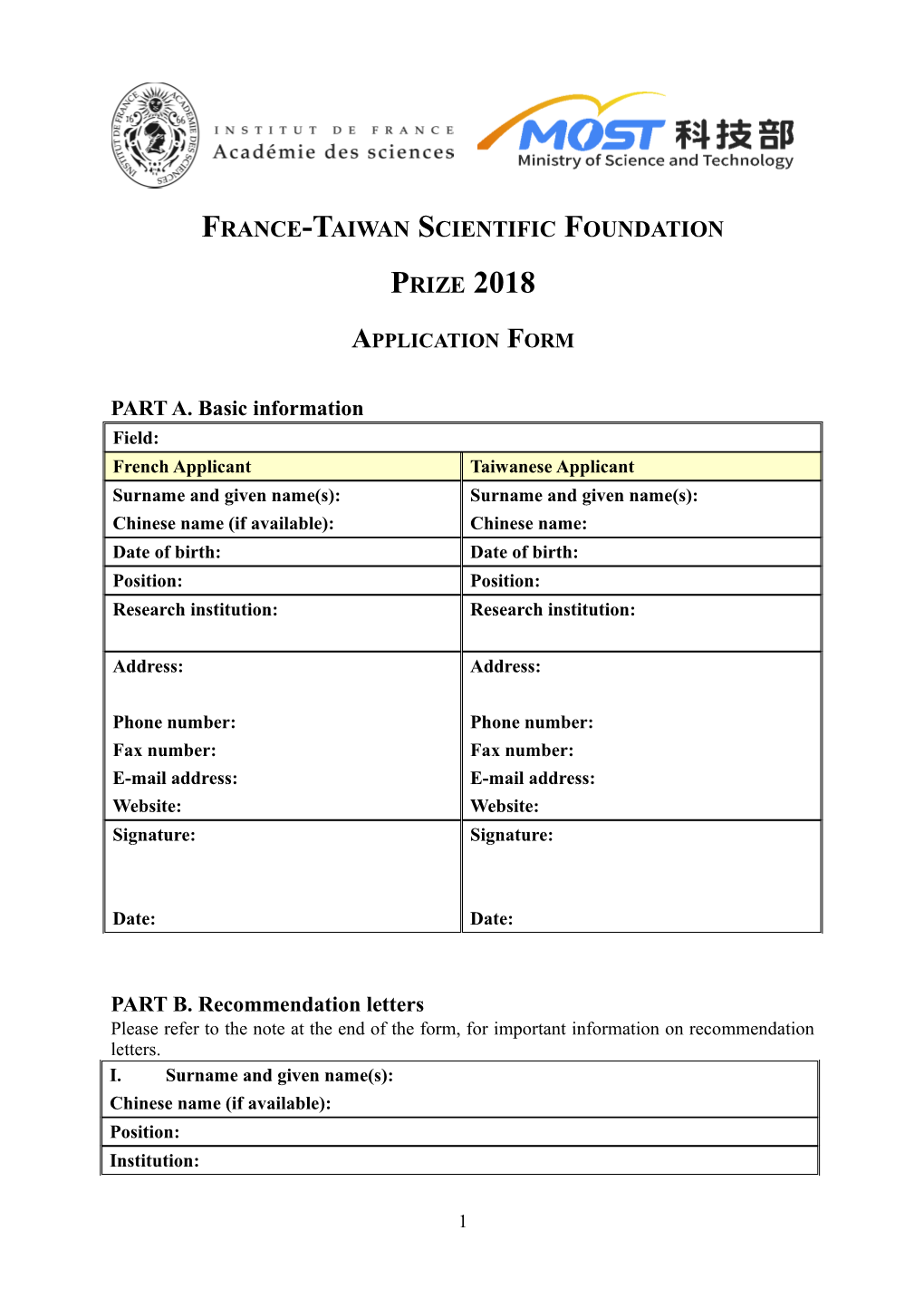 France-Taiwan Scientific Foundation