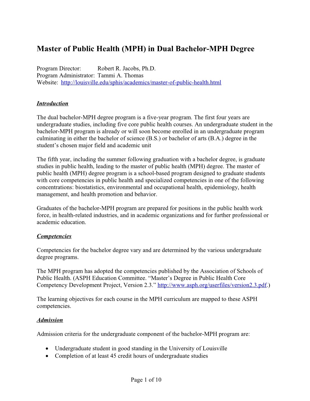 Dual Bachelor-Master of Public Health V2009.06.12-2