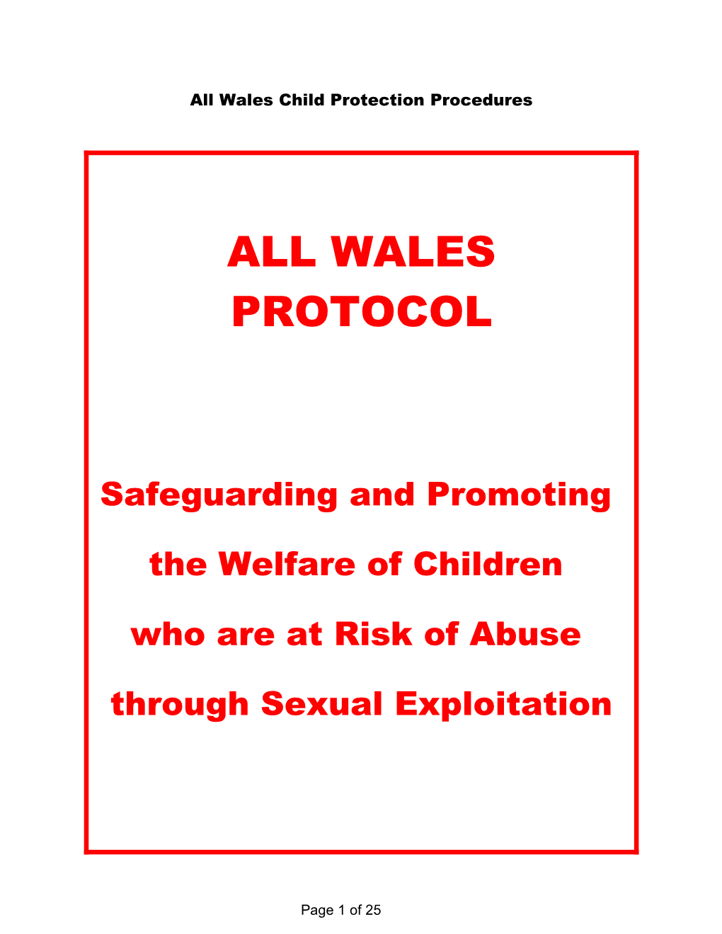 All Wales Child Protection Procedures