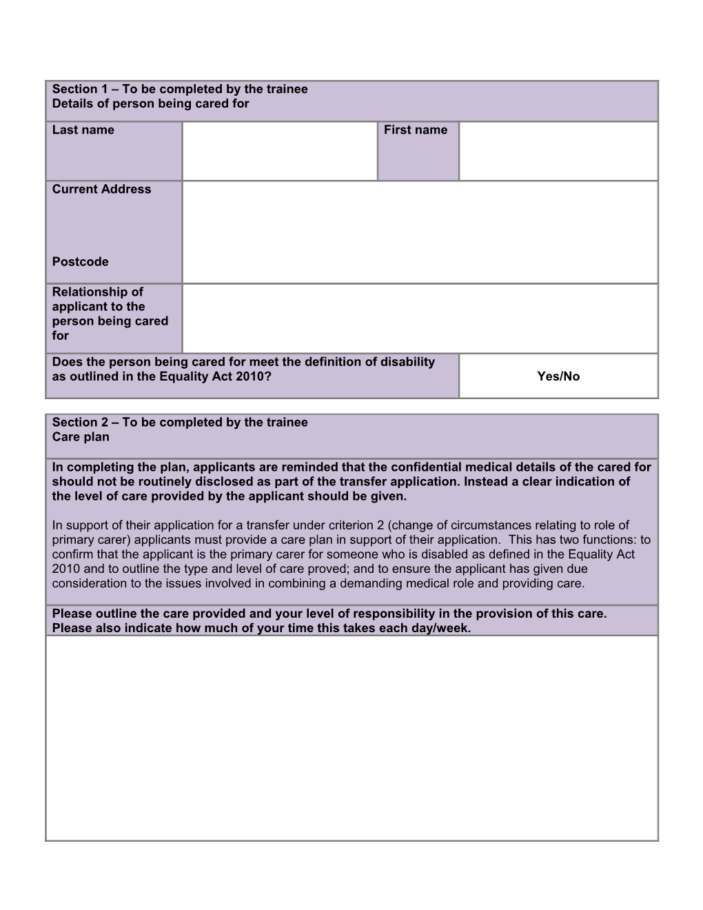 Please Ensure You Have Read the Process and Guidance Document Before Completing This Form