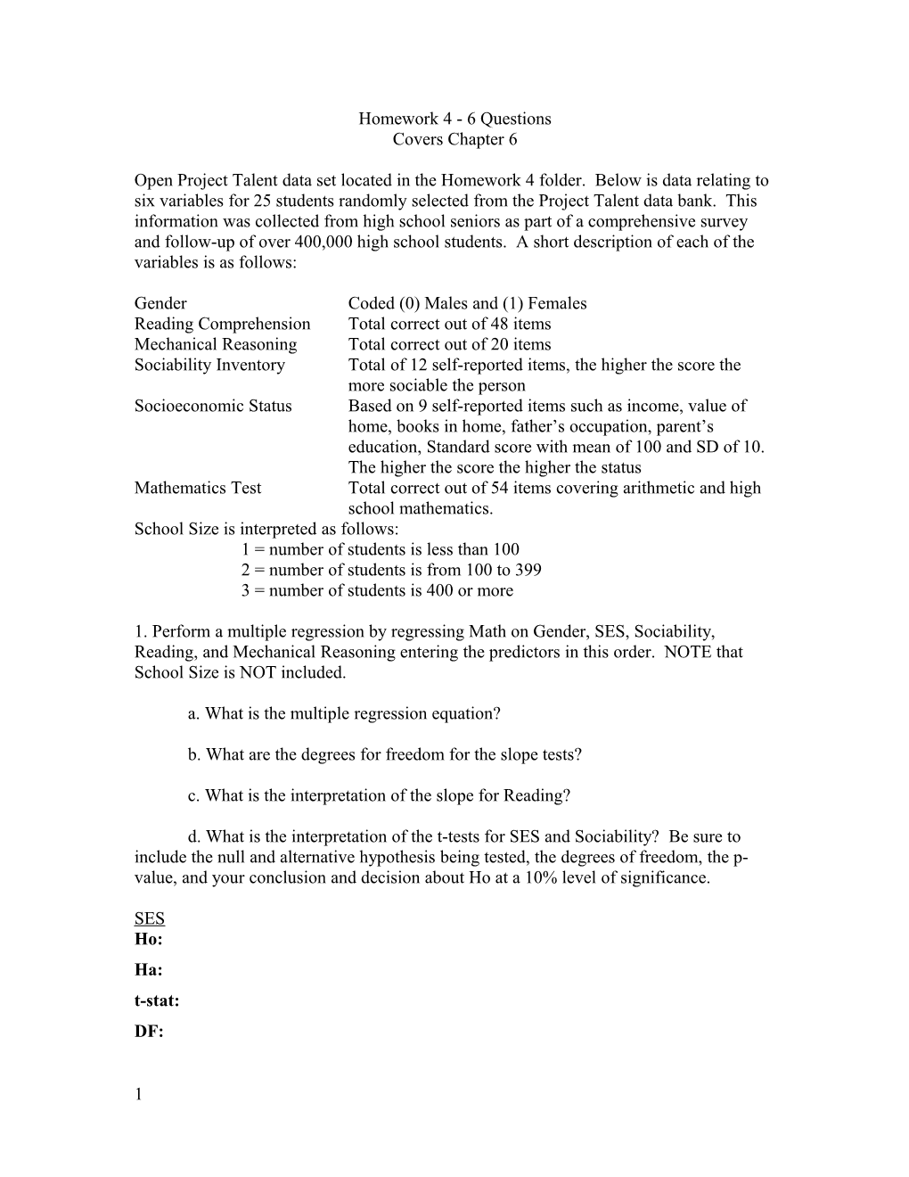 Homework 4 - 6 Questions
