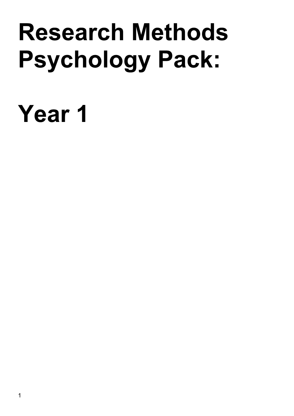 Research Methods Psychology Pack