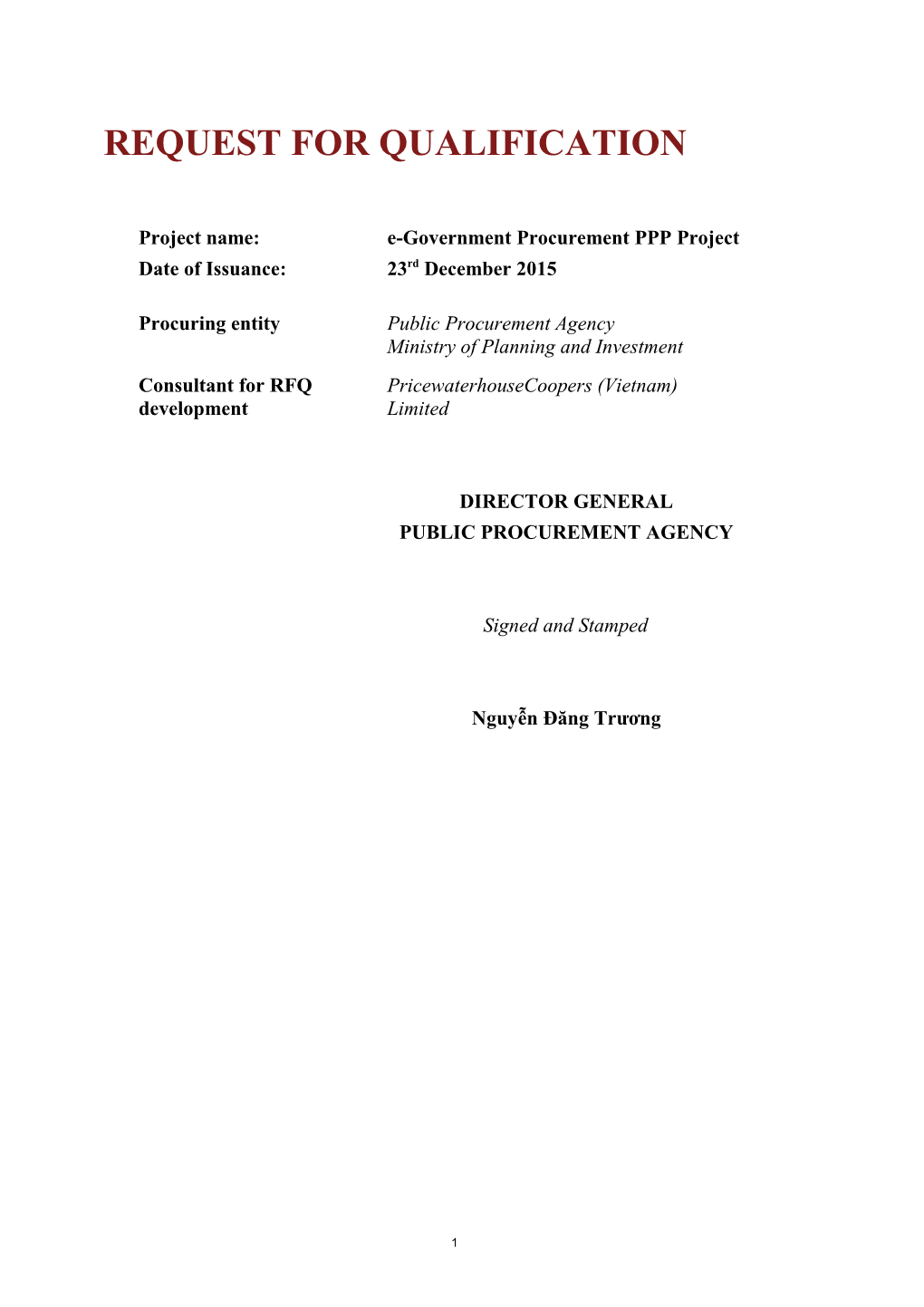 1. Overall Project Summary - the E-Government Procurement PPP Project 4