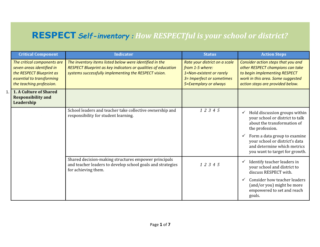 RESPECT Self Inventory (MS Word)