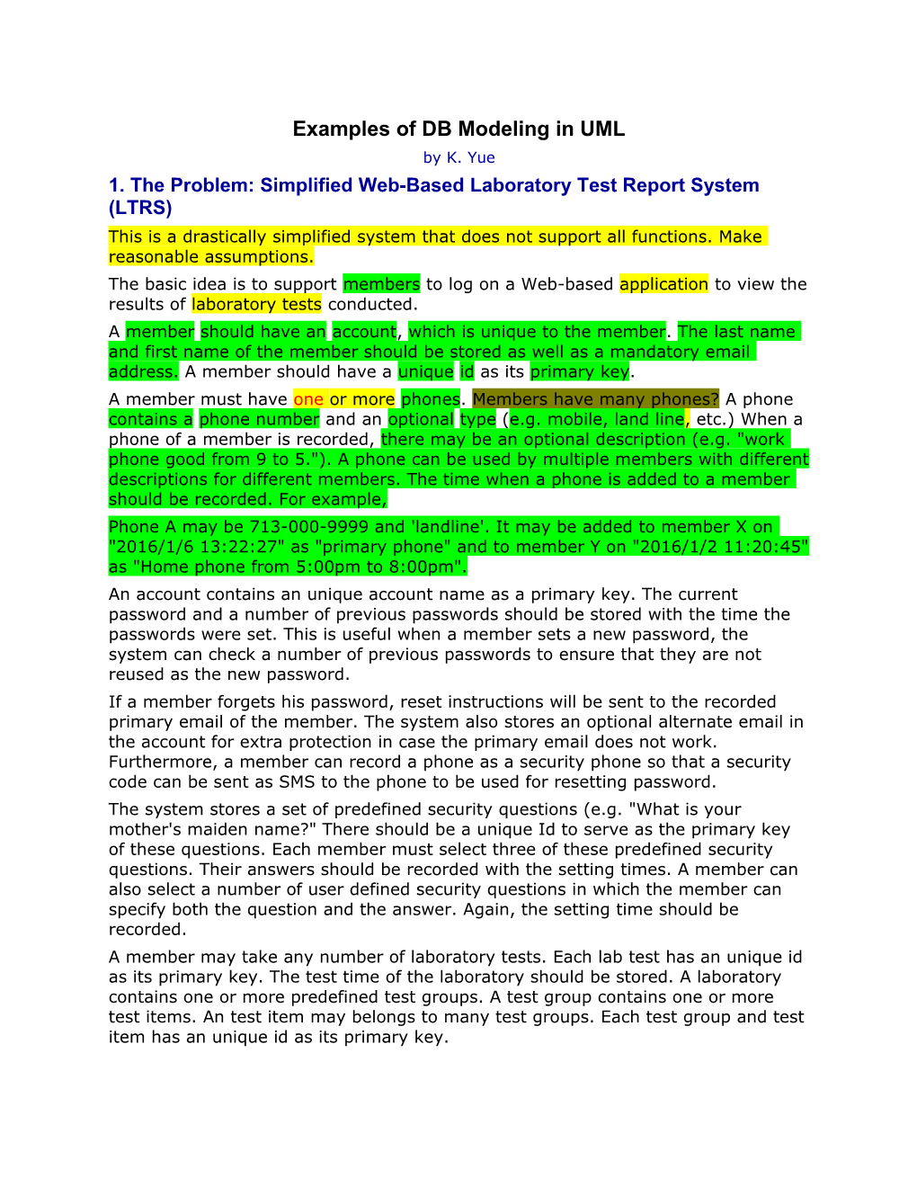 1. the Problem: Simplified Web-Based Laboratory Test Report System (LTRS)