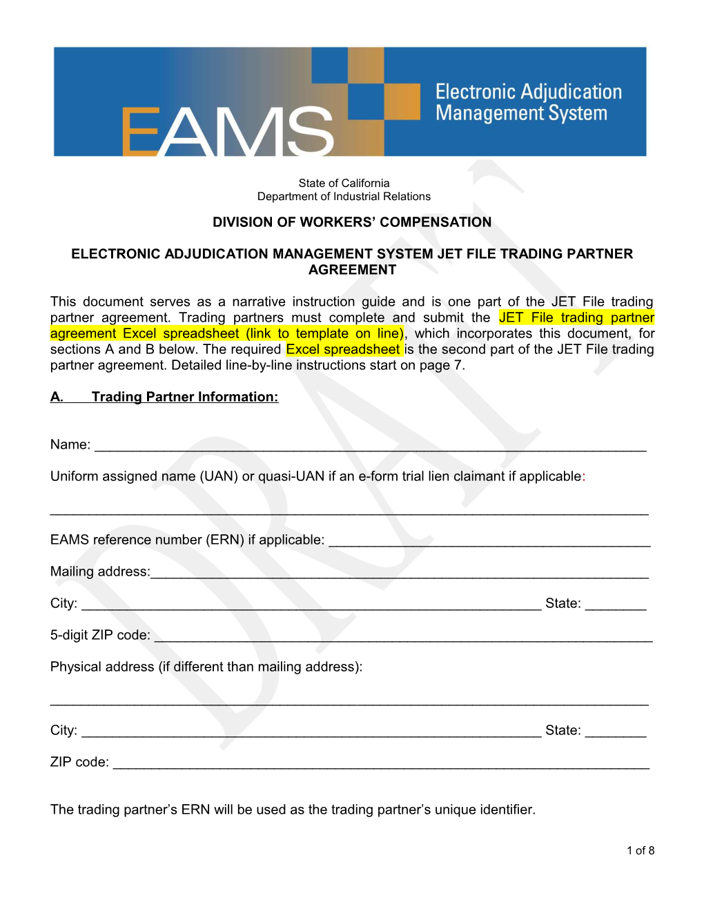 Electronic Adjudication Management System Jet File Trading Partner Agreement