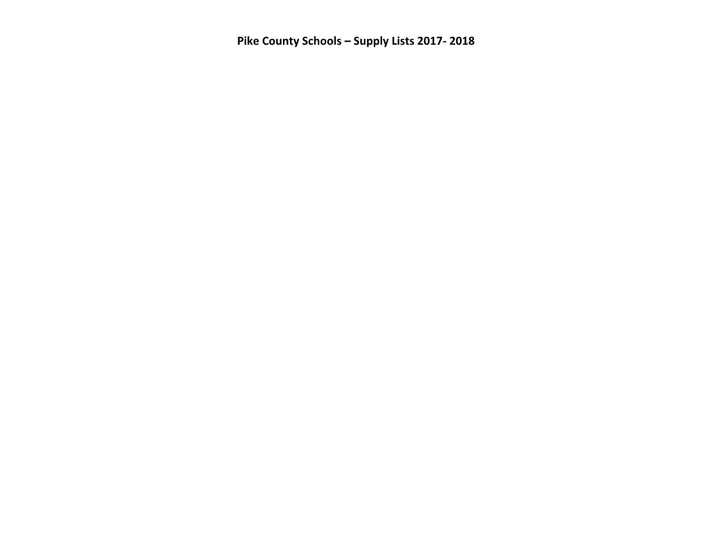 Pike County Schools Supply Lists 2017- 2018
