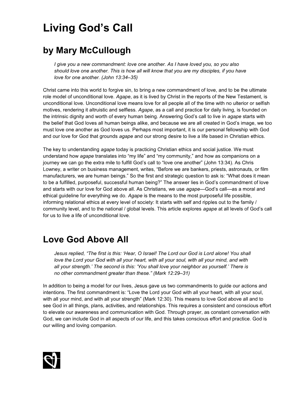 Living God S Call Page 1