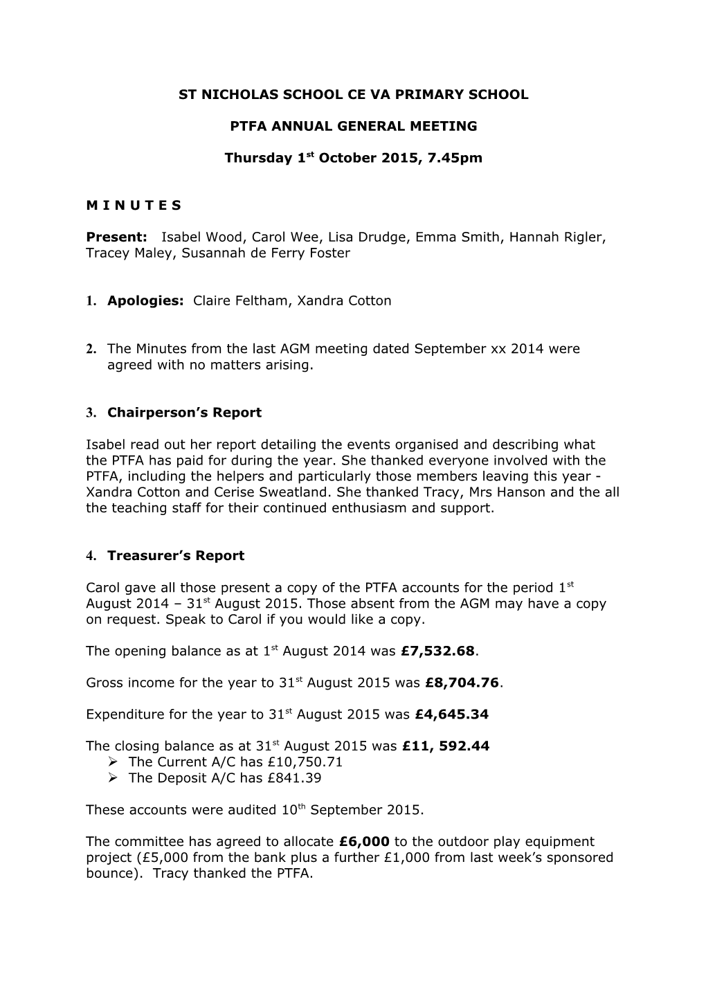 Pta Annual General Meeting