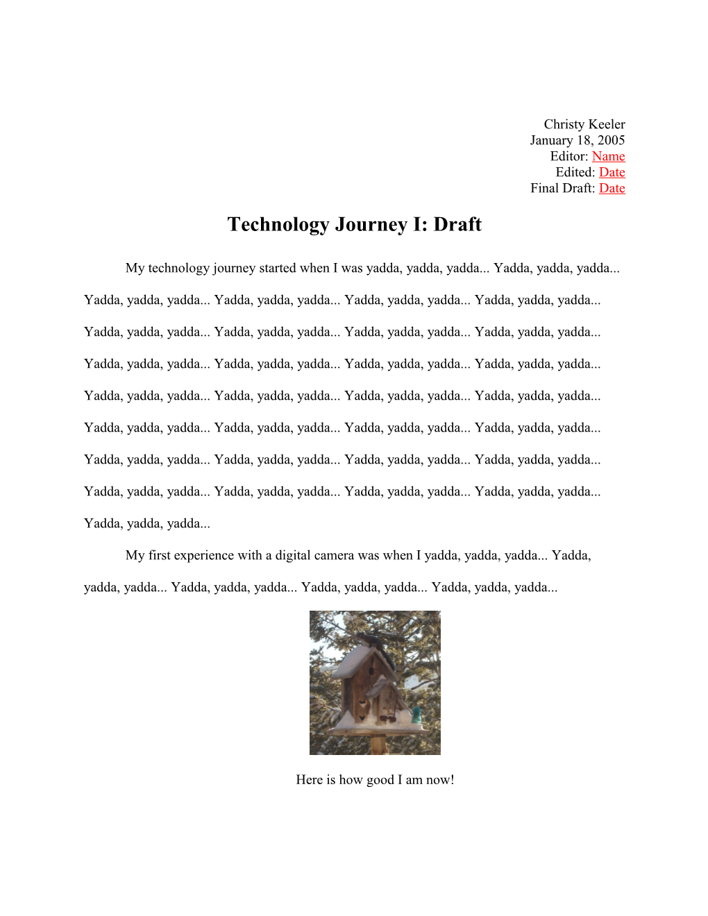 Technology Journey I: Draft
