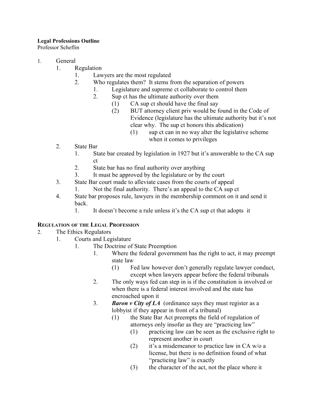 Legal Professions Outline