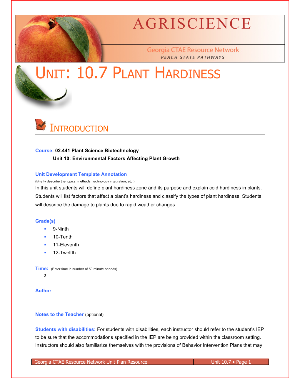 Unit Development Template Title s3