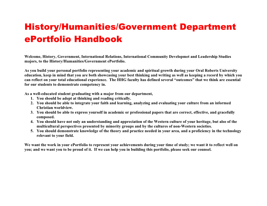 English Department Eportfolio Handbook