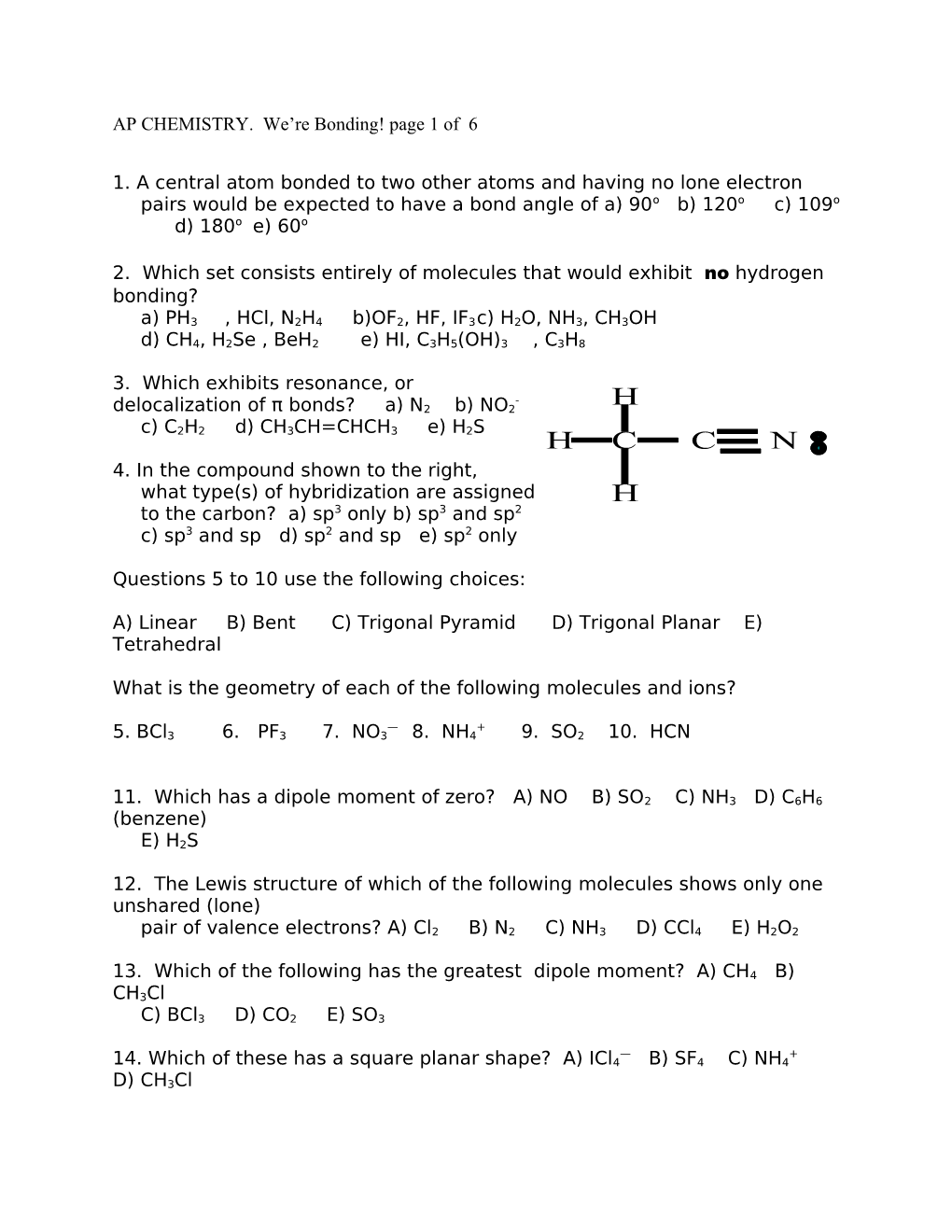 AP CHEMISTRY. We Re Bonding! Page XXX of 5