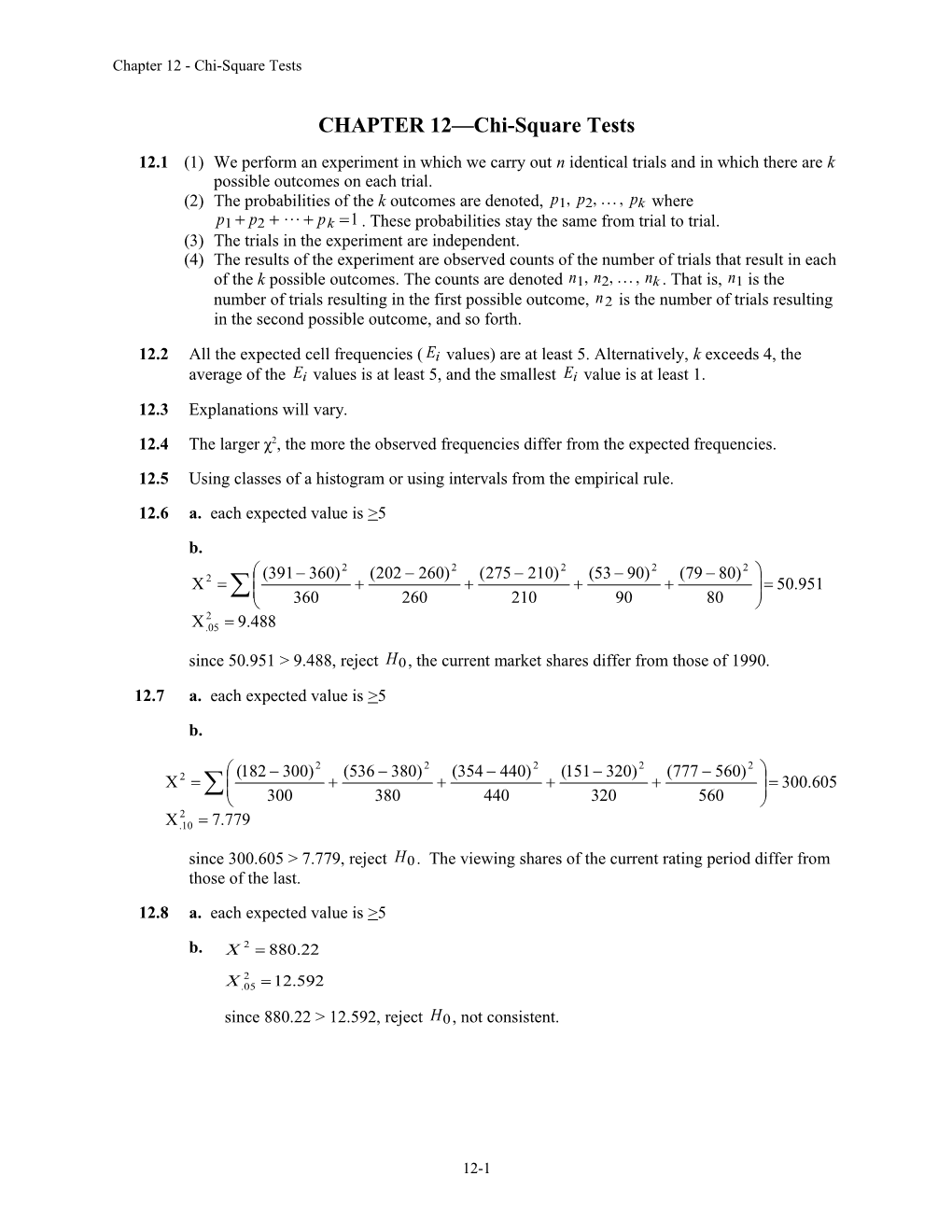 Chapter 12 - Chi-Square Tests