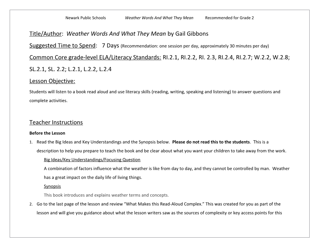 Title/Author: Weather Words and What They Mean by Gail Gibbons