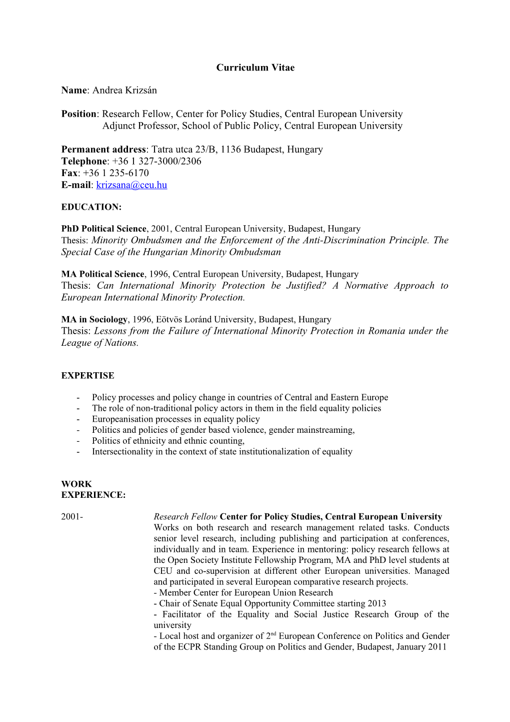 Curriculum Vitae s484