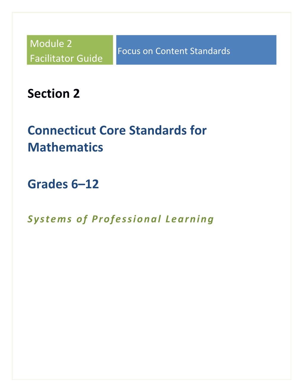 CT Systems of Professional Learning