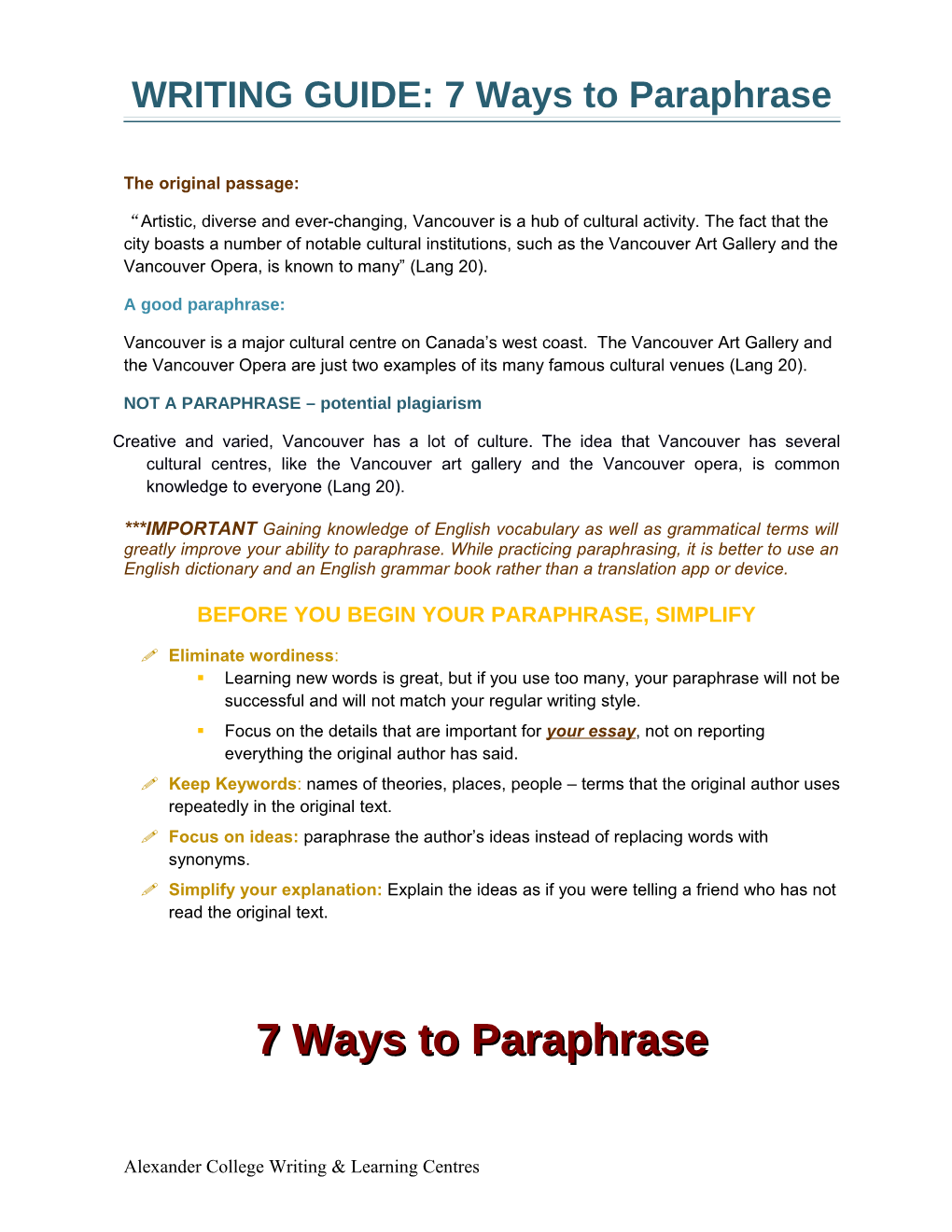 WRITING GUIDE: 7 Ways To Paraphrase