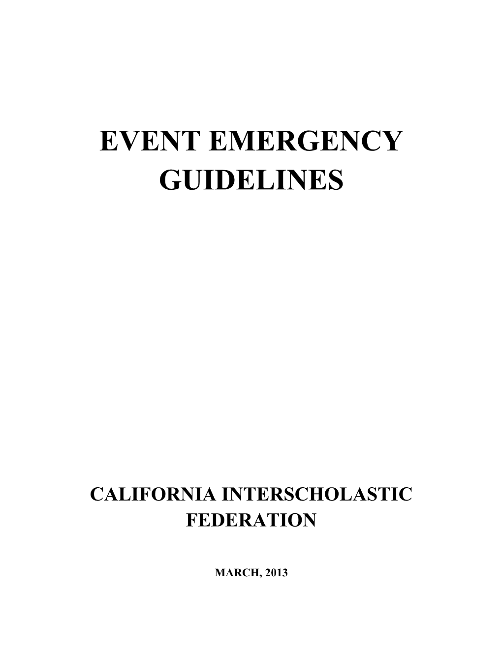 Event Emergency Guidelines