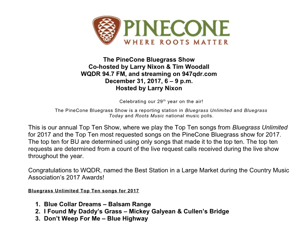 The Pinecone Bluegrass Showco-Hosted by Larry Nixon & Tim Woodall s1