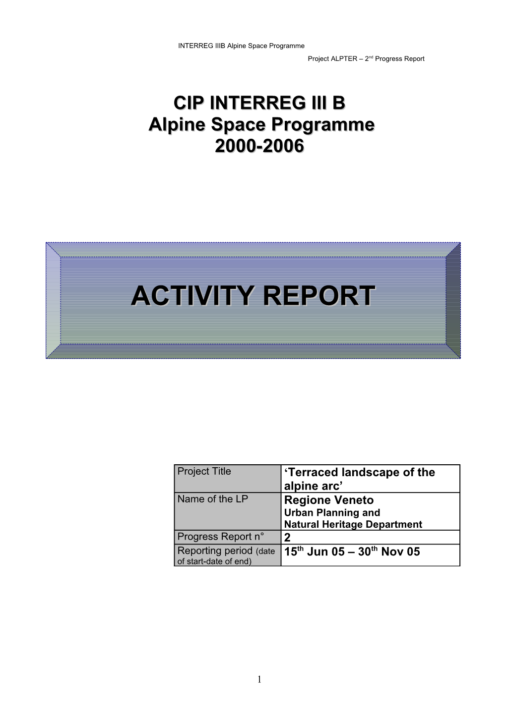 Interreg Iiib Alpine Space Programme