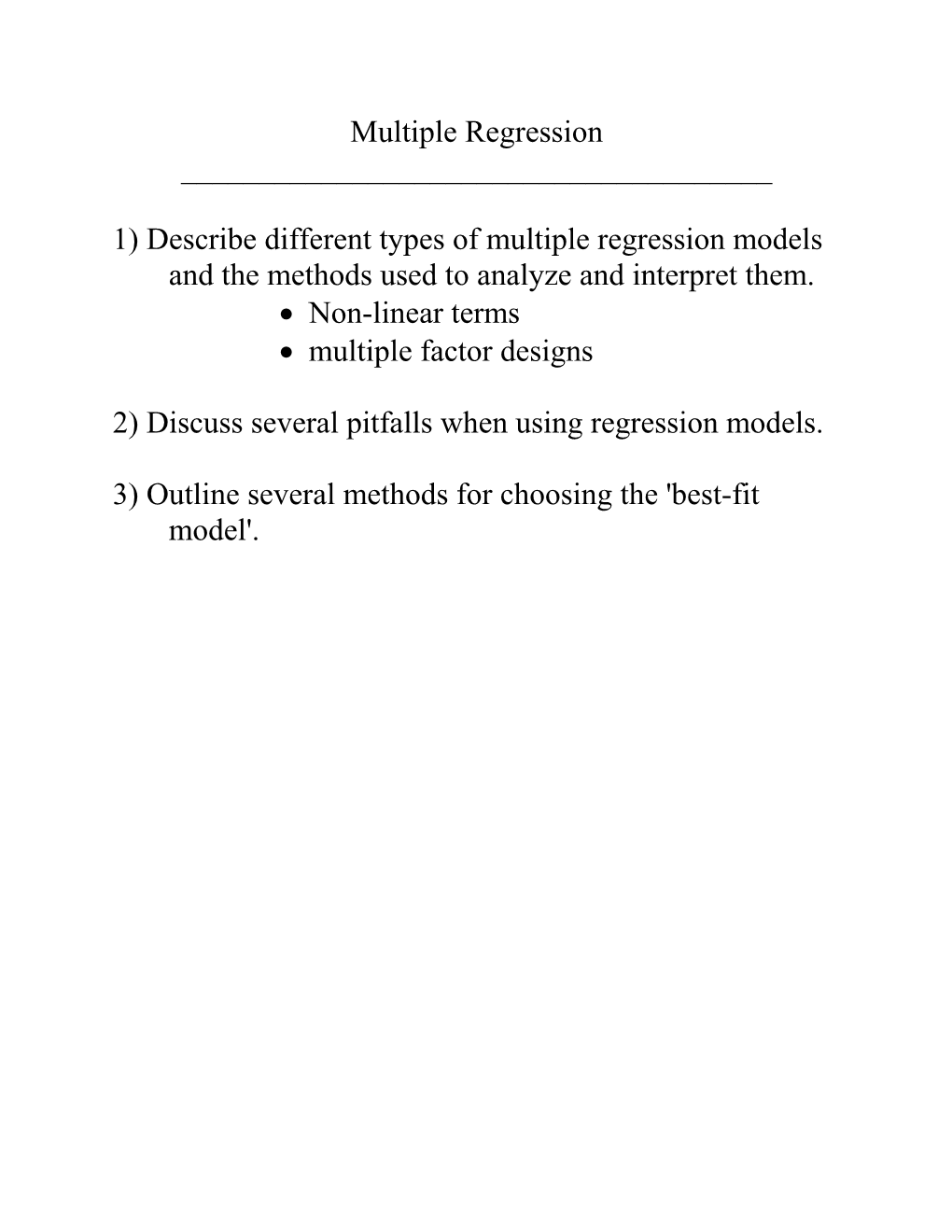 Expanding the Simple Regression Equation