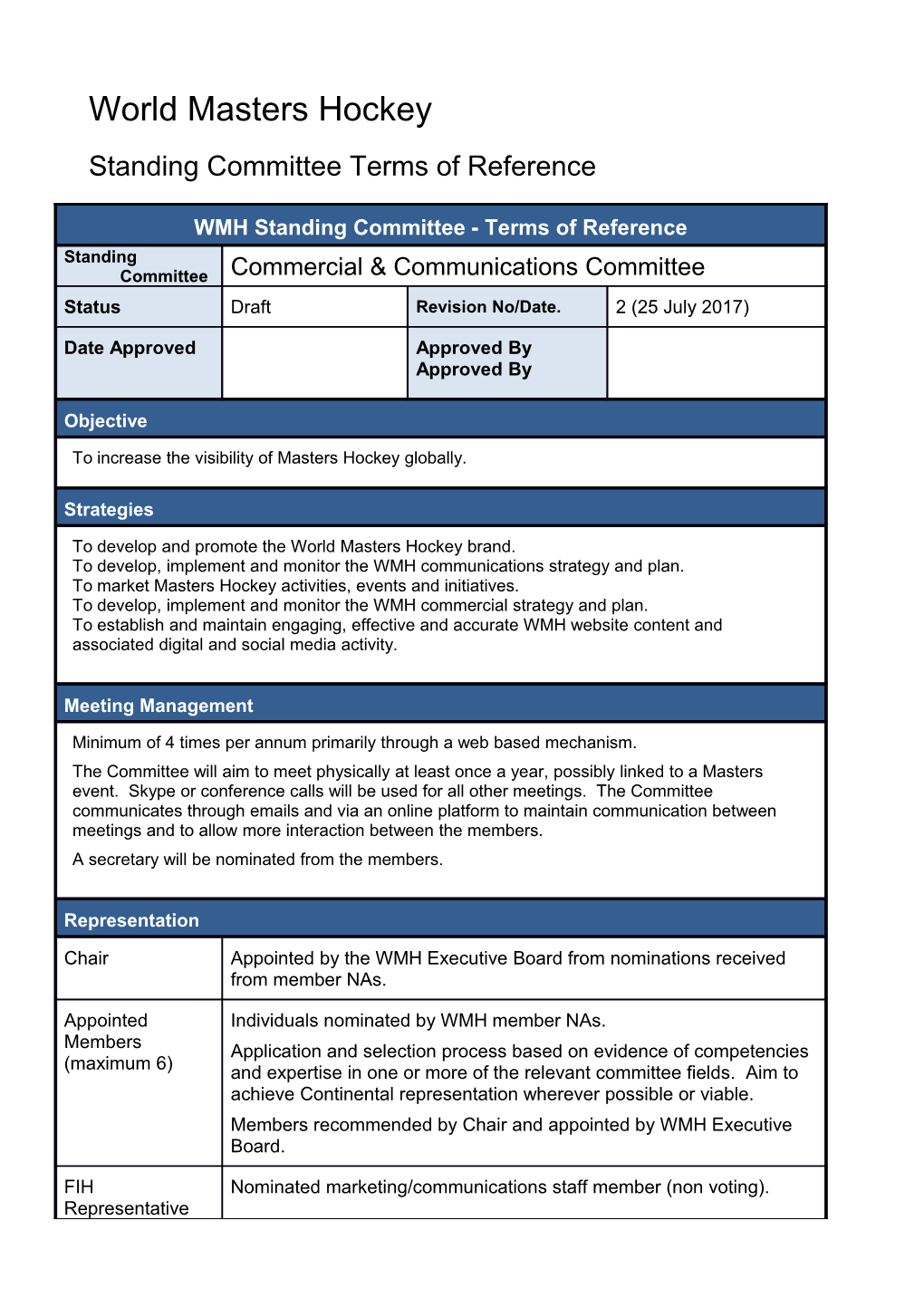 Standing Committee Terms of Reference