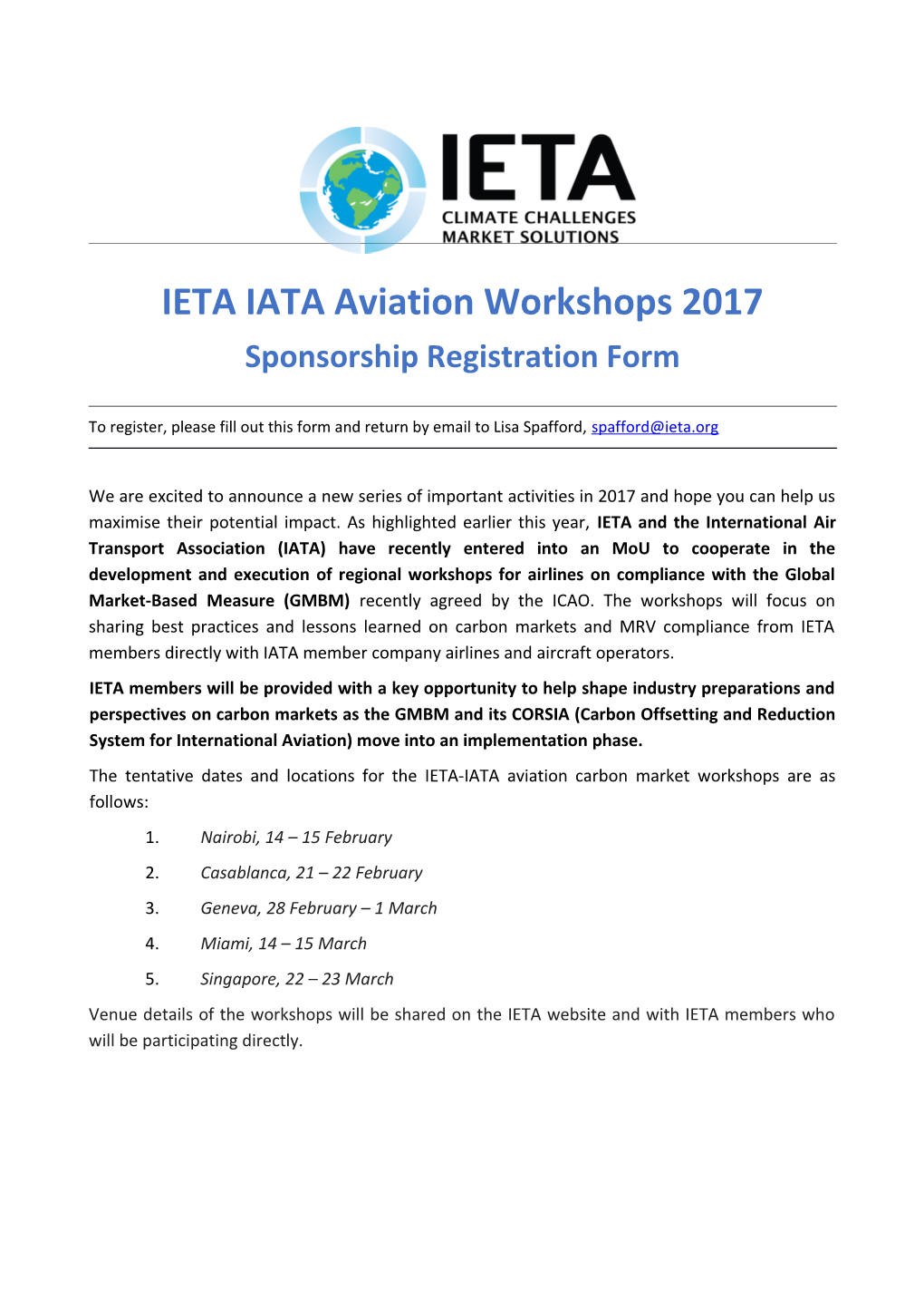 IETA IATA Aviation Workshops 2017