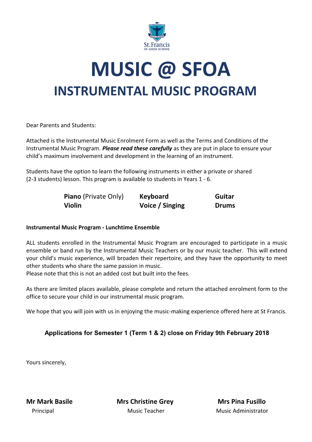 Instrumental Music Program