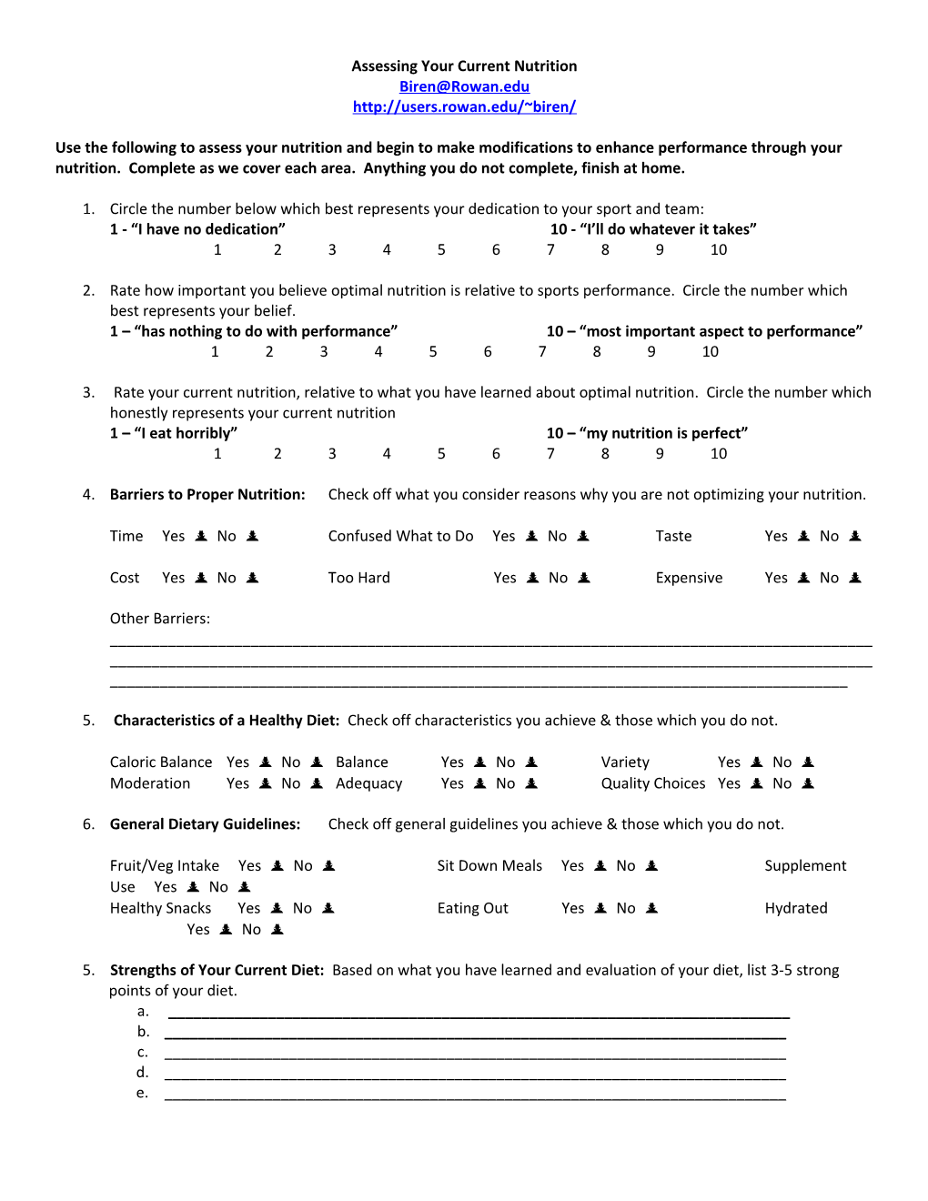 Assessing Your Current Nutrition