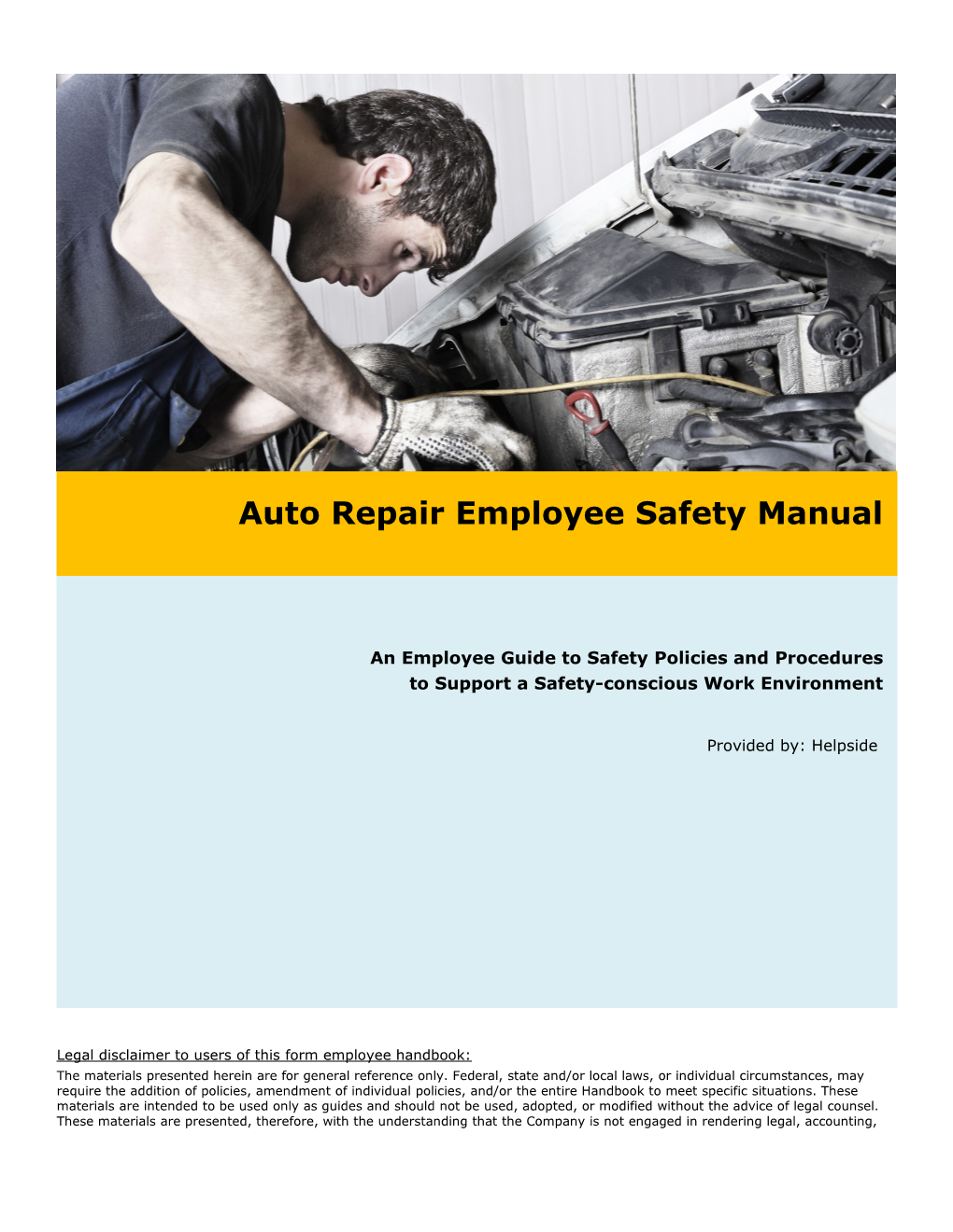 Auto Repair Employee Safety Manual