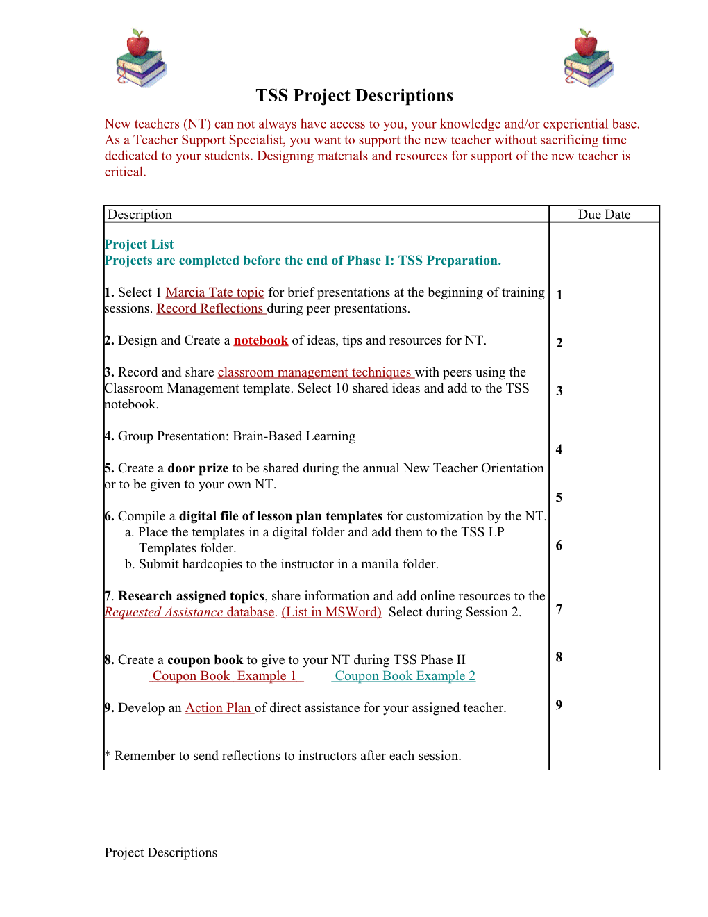 TSS Project Descriptions