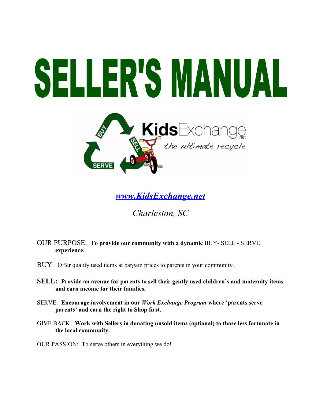 Kids Exchange Selling Manual