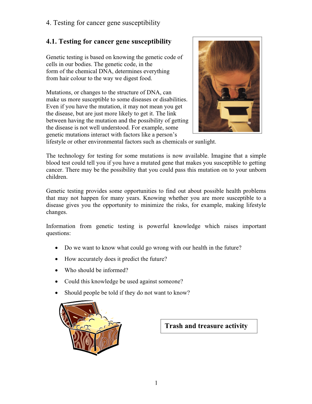 4. Testing for Cancer Gene Susceptibility