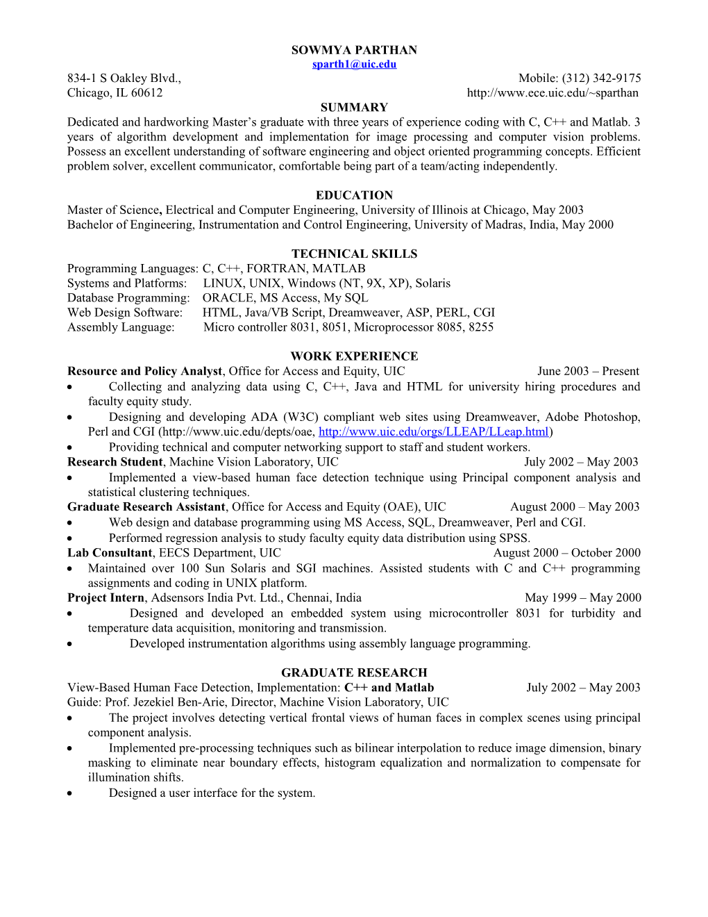 Image Processing / Computer Vision / Biometric Applications