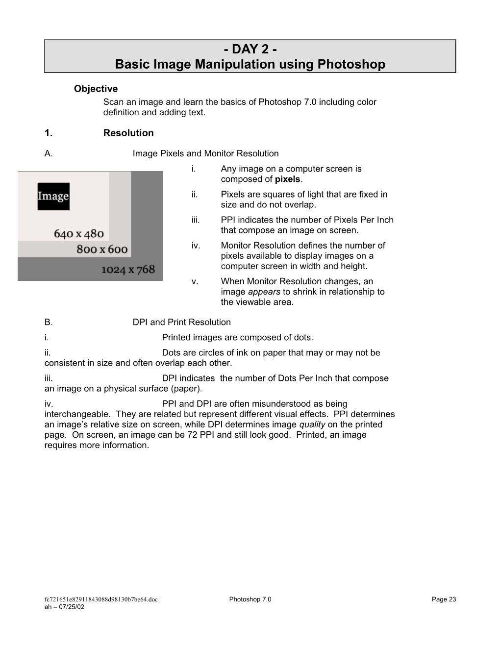 A. Image Pixels and Monitor Resolution