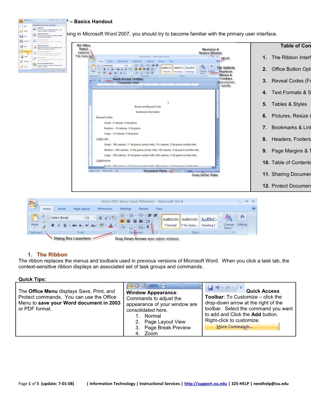 Microsoft Word 2007 Quick Reference Card