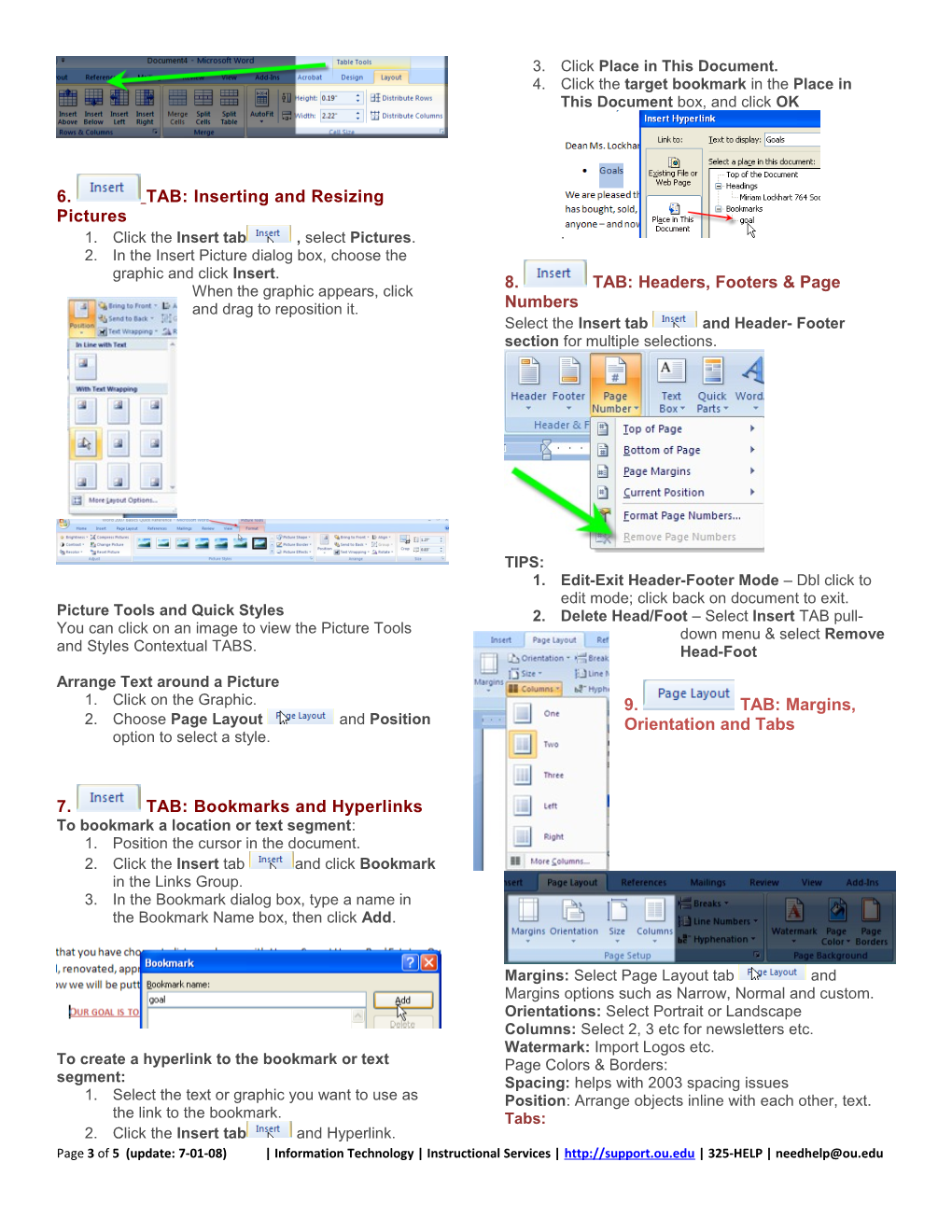 Microsoft Word 2007 Quick Reference Card