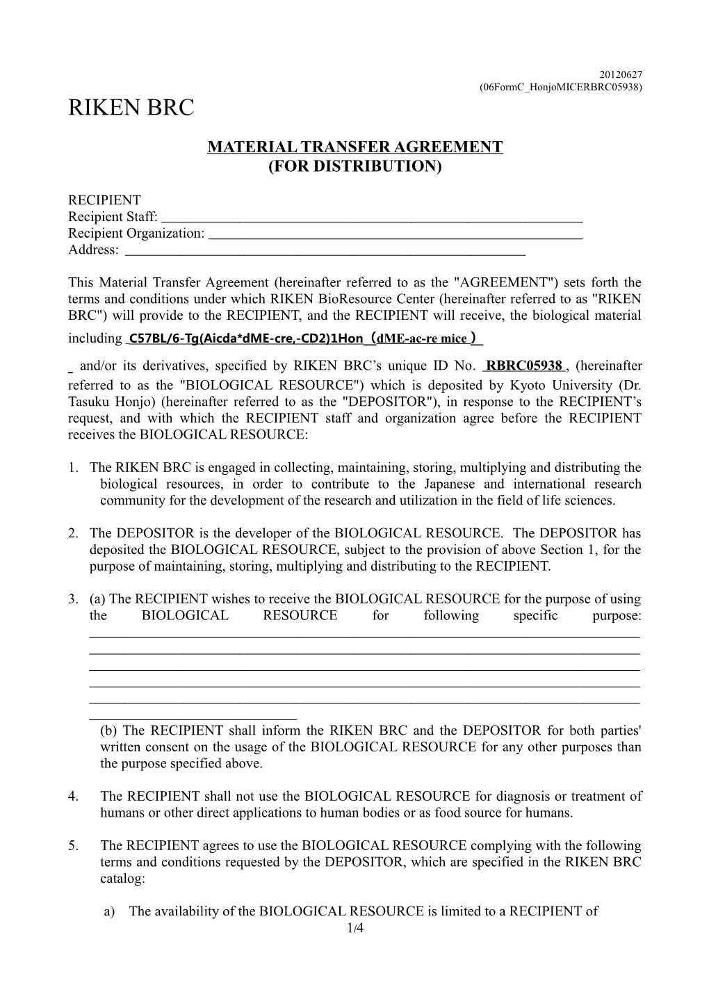 Material Transfer Agreement s6