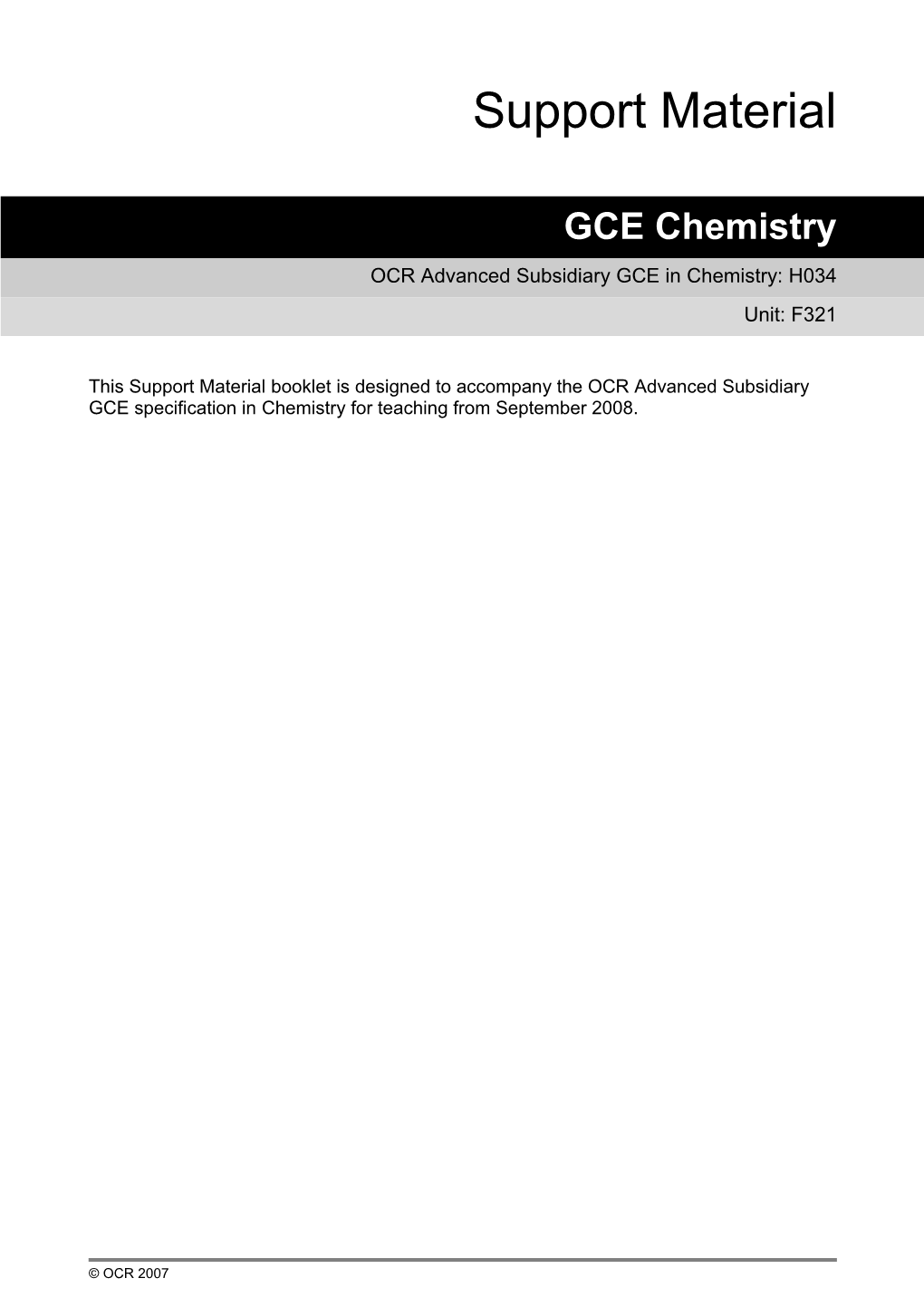 OCR Advanced Subsidiary GCE in Chemistry:H034