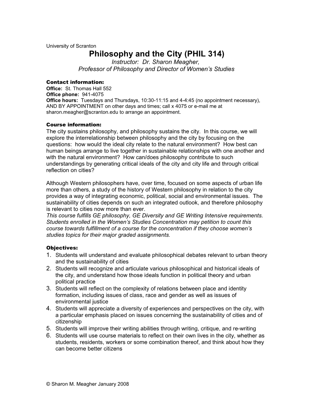 Philosophy and the City (PHIL 314)